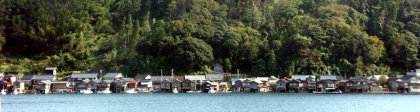 舟屋は湾にぎっしりと並んでいる