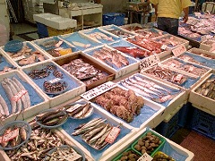 市場には地物の魚が沢山あった