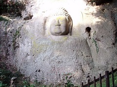岩壁に刻まれた大日如来像(熊野磨崖仏)