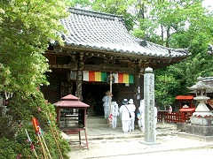 石手寺で祈るお遍路さん